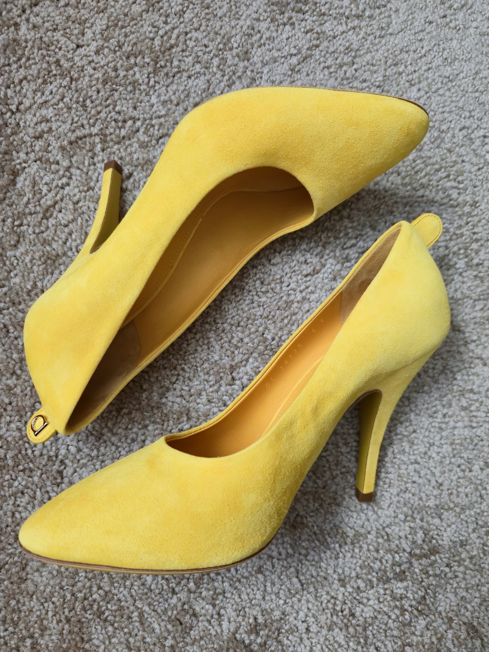 Salvatore Ferragamo Yellow Suede Pumps